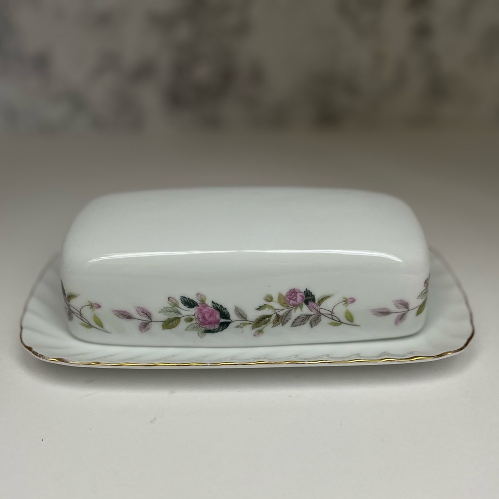 Vintage 1960s Japan Fine China Butter Dish | Regency Rose Pattern | Gold Trim - Picture 3 of 9